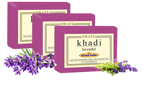 Khadi  Ayurvedic & Natural   Handmade Soap LAVENDER 3 pec