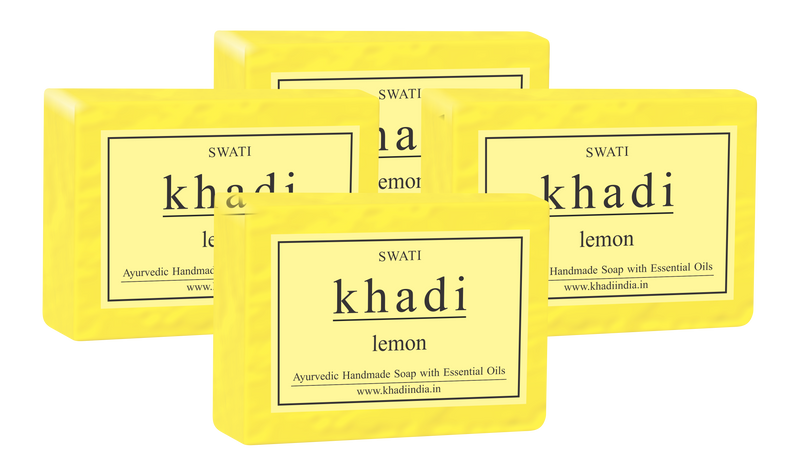 Khadi   Ayurvedic &  Natural Handmade Soap - LEMON 500g (4 * 125 gms)