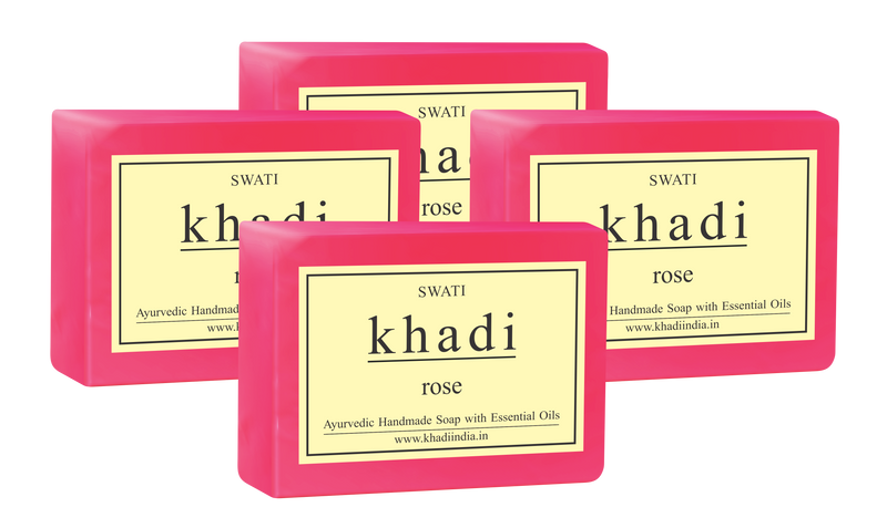 Khadi   Ayurvedic & Natural  Handmade Soap Rose  Combo (4*125 Gms)