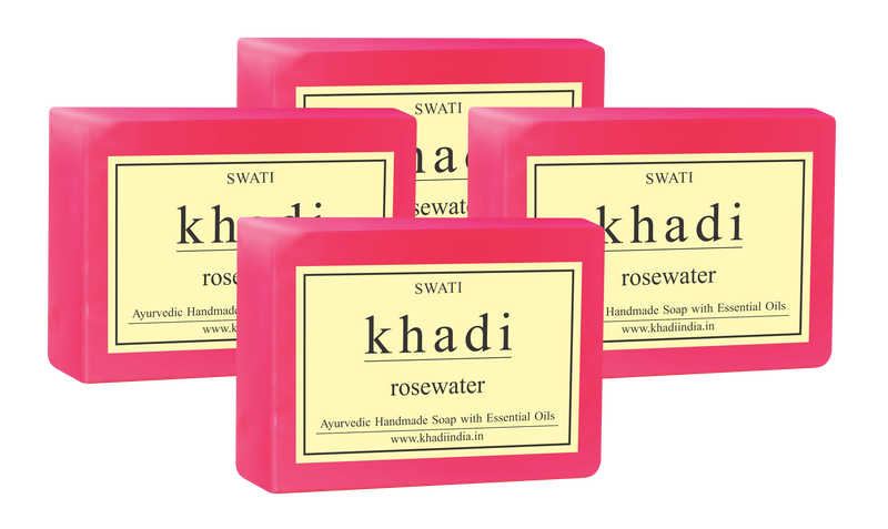 Khadi  Ayurvedic  & Natural  Handmade Soap Rosewater  Combo (4*125 Gms)