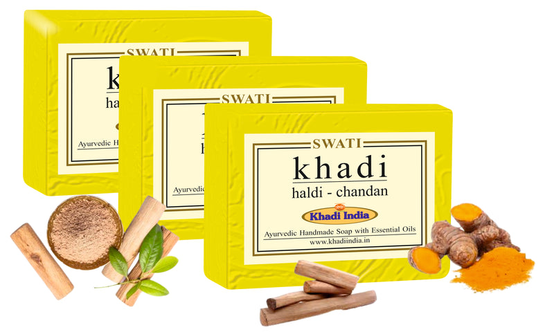 Khadi   Ayurvedic  & Natural Handmade Soap HALDI-CHANDAN 3 pec