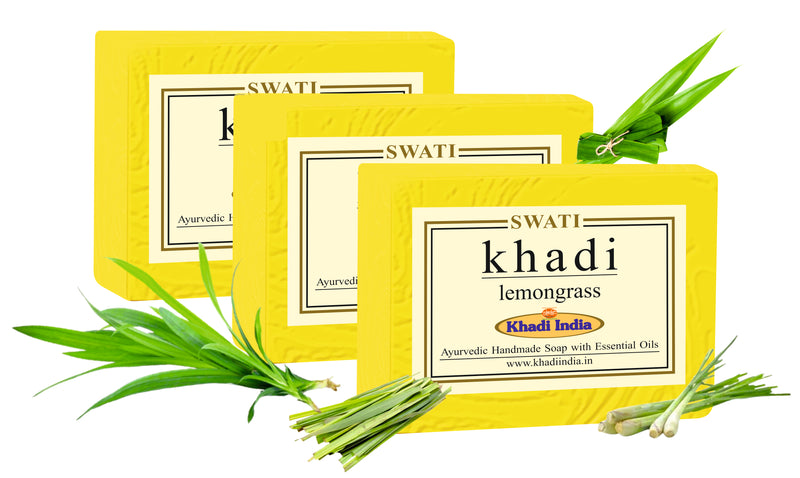 Khadi  Ayurvedic & Natural  Handmade Soap LEMONGRASS 3 pec