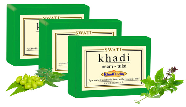 Khadi  Ayurvedic &  Natural  Handmade Soap NEEM-TULSI 3 pec