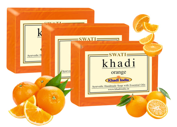 Khadi  Ayurvedic & Natural  Handmade Soap ORANGE 3 pec