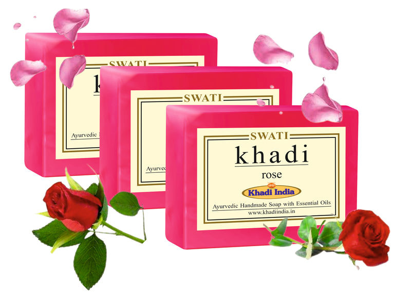 Khadi  Ayurvedic  & Natural  Handmade Soap ROSE 3 pec