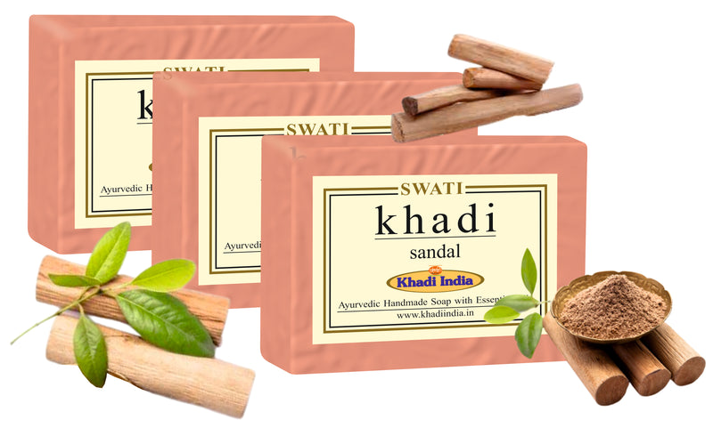 Khadi   Ayurvedic  & Natural  Handmade Soap SANDAL 3 pec