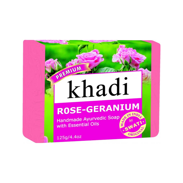 Khadi Premium Rose-Geranium Soap 125 Gm.