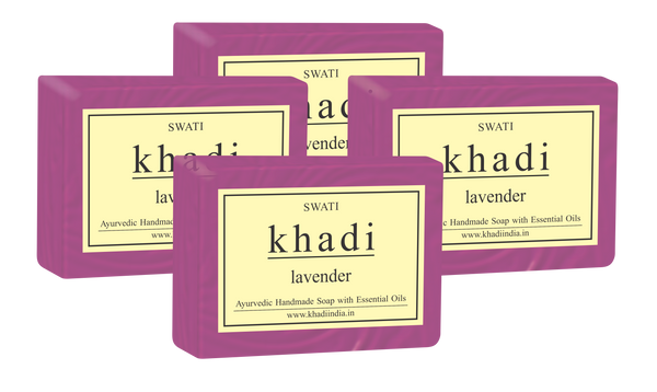 KHADI   AYURVEDIC & Natural  HANDMADE SOAP LAVENDER COMBO (4*125 GMS)